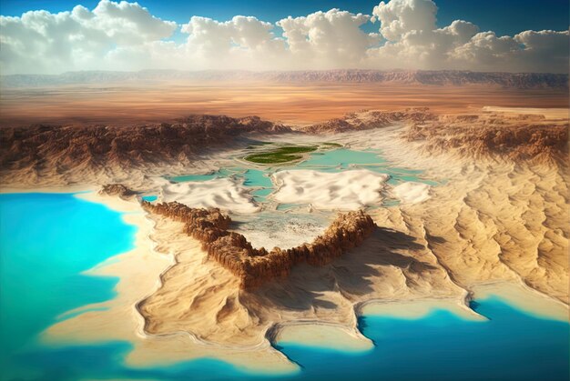 Lovely aerial panorama of the dead sea region in israel