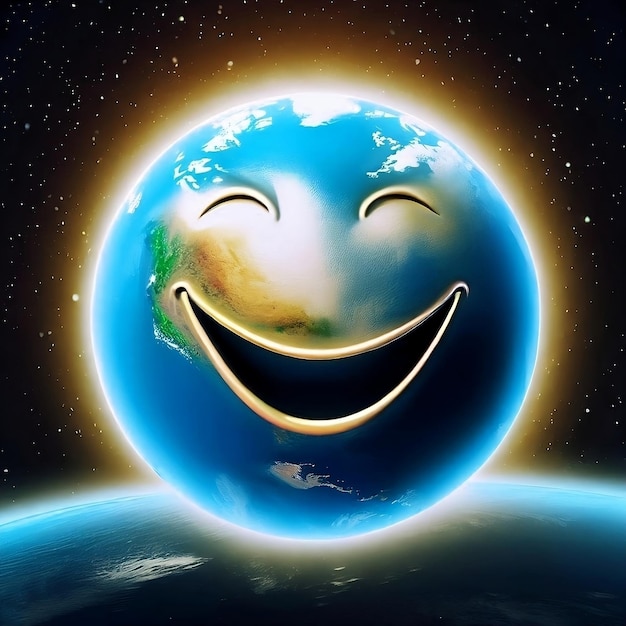 Photo lovely and beautiful image of planet earth smiling for world smile day