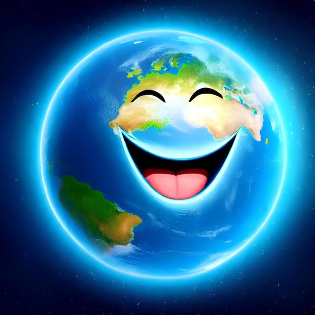 Lovely and beautiful image of planet earth smiling for World Smile Day