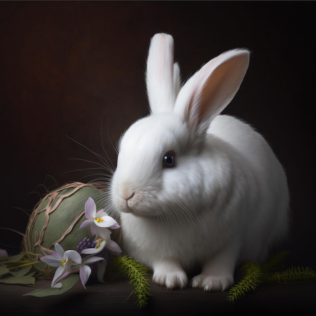 Lovely bunny easter rabbit on white background beautiful lovely pets