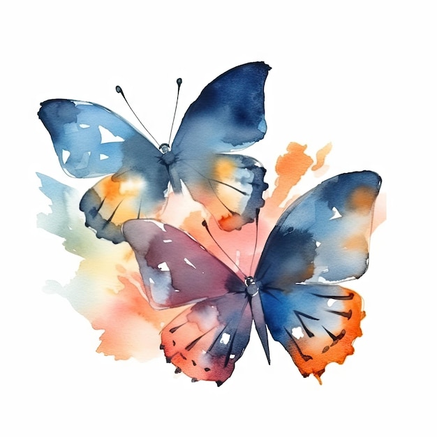 Lovely Cartoon Butterflies in Minimalist Style