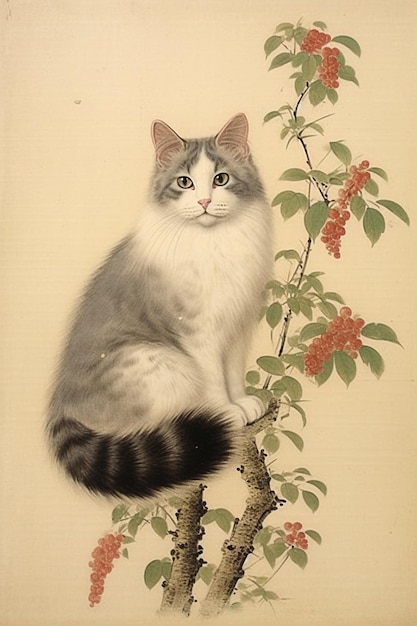 Lovely cat painting ai generated