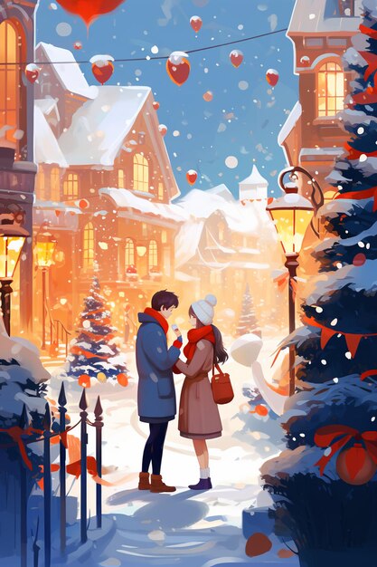 사랑스러운 크리스마스 사랑스러운 장면 가 따뜻한 그림