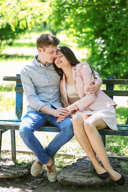 Lovely couple in park