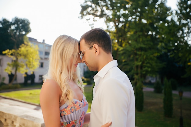 Lovely couple walking around the block.