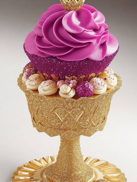 Foto un delizioso cupcake con caramelle sulla tavola.
