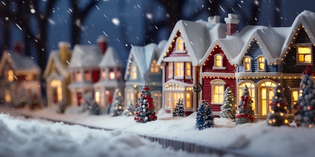 A lovely depiction of a village's winter environment and a Christmas house outside for Christmas Generative AI