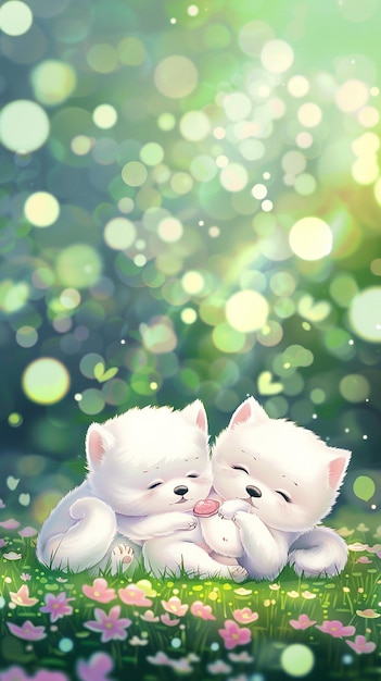 可愛い子犬のカップル イラスト