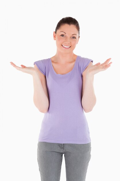 Lovely female posing while standing