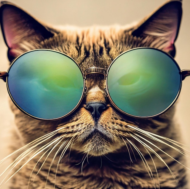 Lovely and funny cat with sunglasses