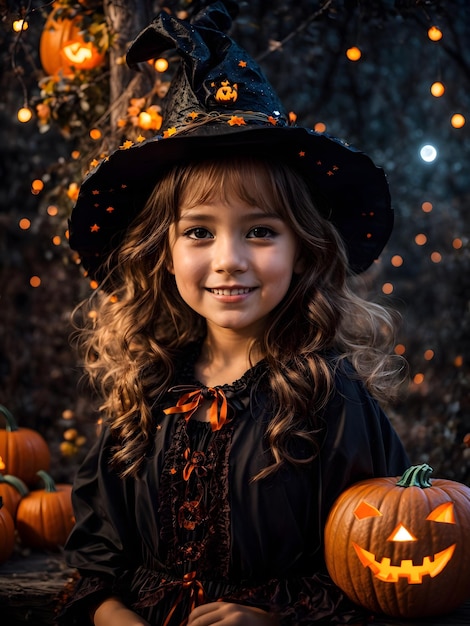 A lovely girl with Halloween costumes