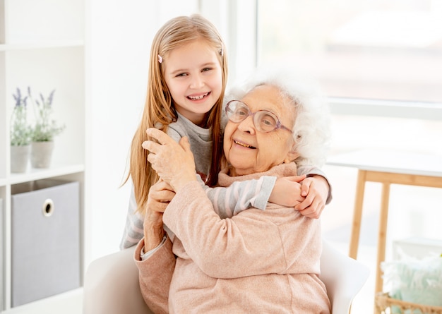 Lovely granny with granddaughter