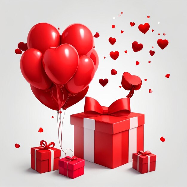 Lovely happy valentines day background with realistic 3d hearts