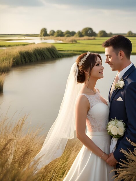 Lovely happy wedding couple