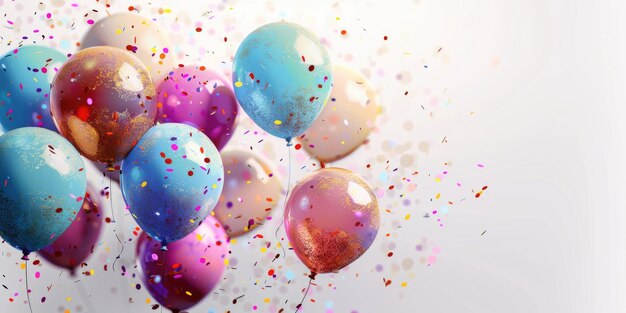 Foto bellissimi palloncini di compleanno gioiosi con colori vivaci generative ai