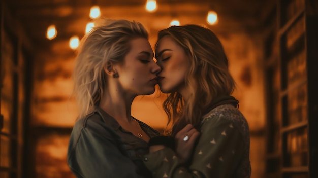 Photo lovely lesbian couple lgbtqi illustration