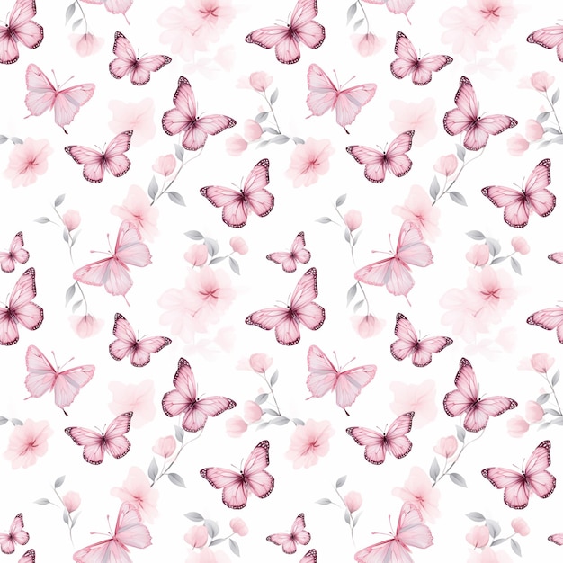 Lovely Light Pink Butterflies Tile Print for Wallpapers