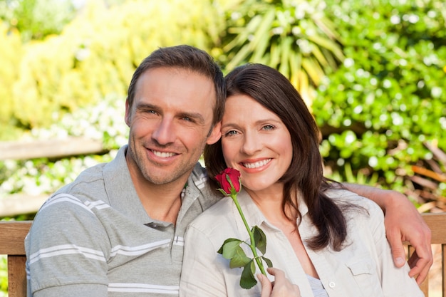 Lovely lovers in the garden