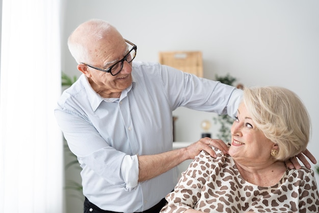 Lovely mature couple looking each other