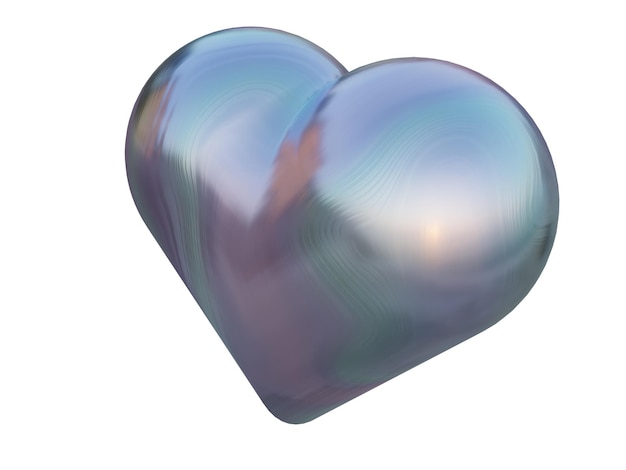 Прекрасное металлическое сердце 3d визуализация