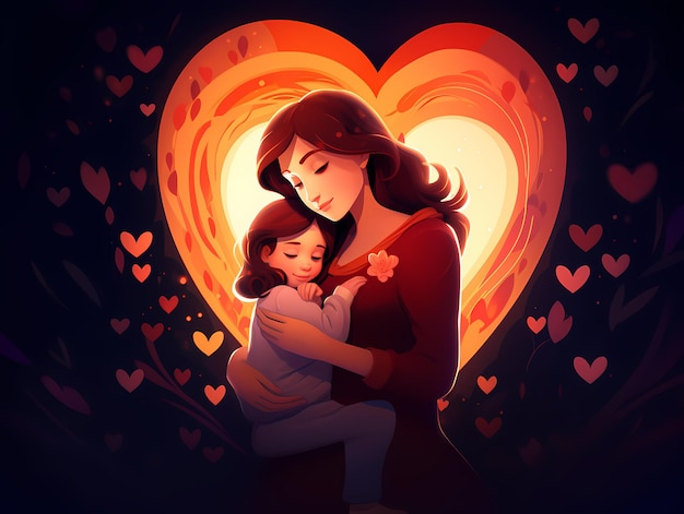 Lovely mother and daguhter illustration