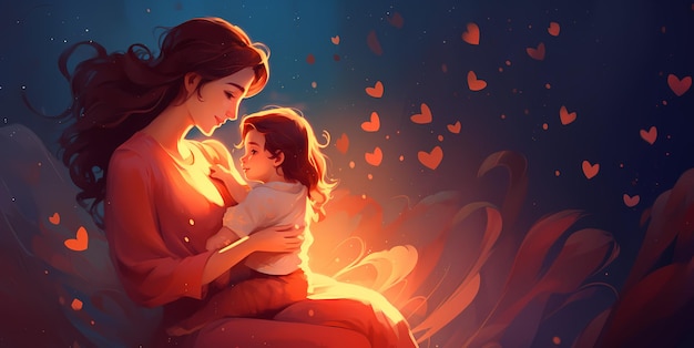 Lovely mother and daguhter illustration