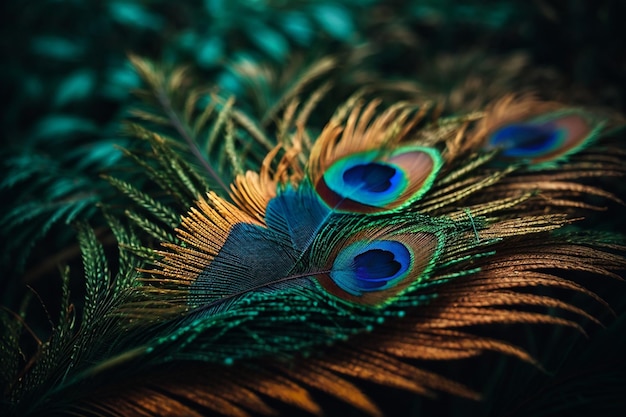 Photo lovely peacock feather pattern with gradient style