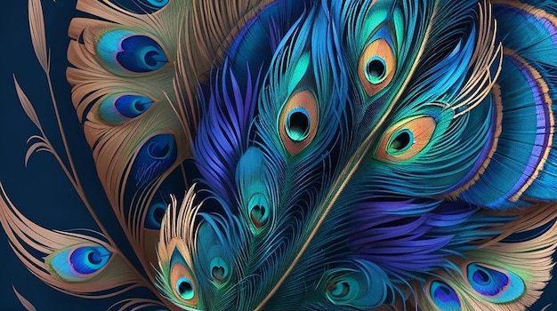 Прекрасный рисунок павловских перьев с градиентным стилем