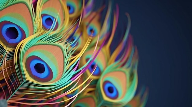 Lovely peacock feathers and vibrant accents Generative AI copy space