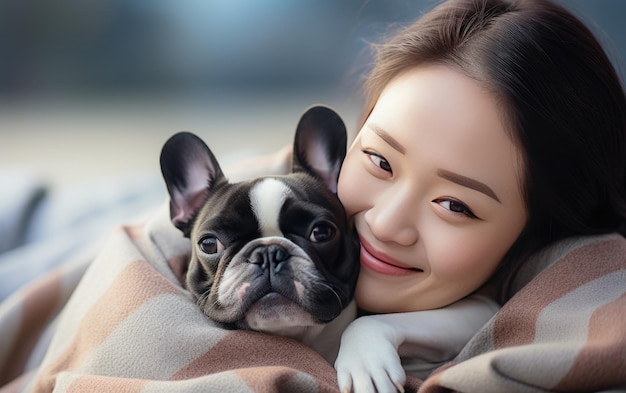 Lovely Pet Owner and Her Companion in a Stock ImageGenerative AI