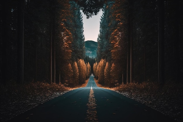 Lovely photo of a deserted road deep in the woods