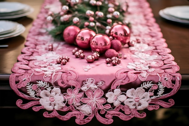 아름다운 분홍색 크리스마스 는 계절 의 즐거움 을 포용 한다