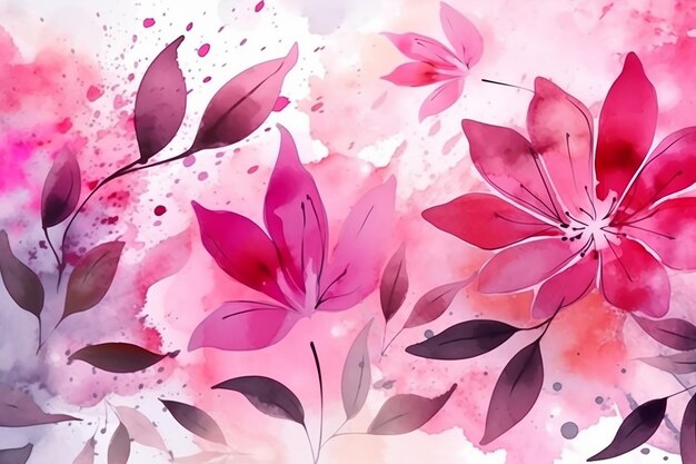 Photo lovely pink watercolor abstract floral background