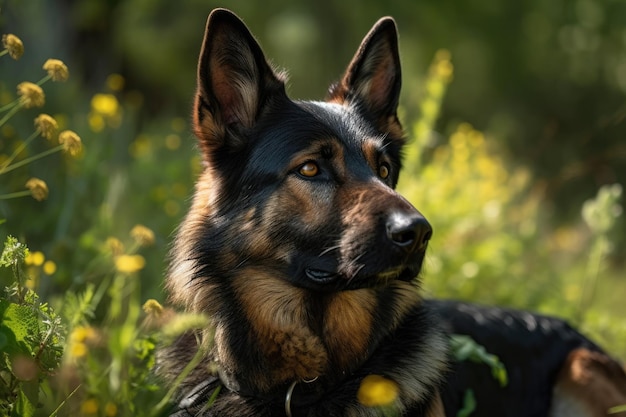 A lovely portrait of a German Shepherd dog on a nice summer day in 2022 advertisement image