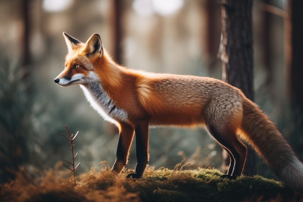 Lovely red fox photographed in a wintertime woods