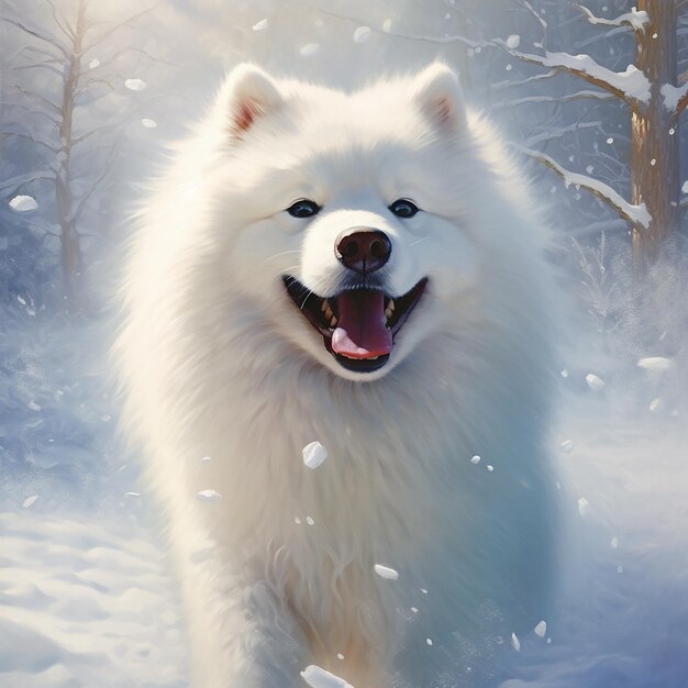 Foto un adorabile piccolo samoyed buon anno nuovo forte senso del realismo ad alta definizione