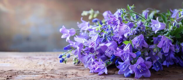 Lovely spring backdrop featuring a bouquet of campanula flowers