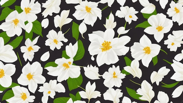 Lovely spring flowers and leaves on white background with negative space