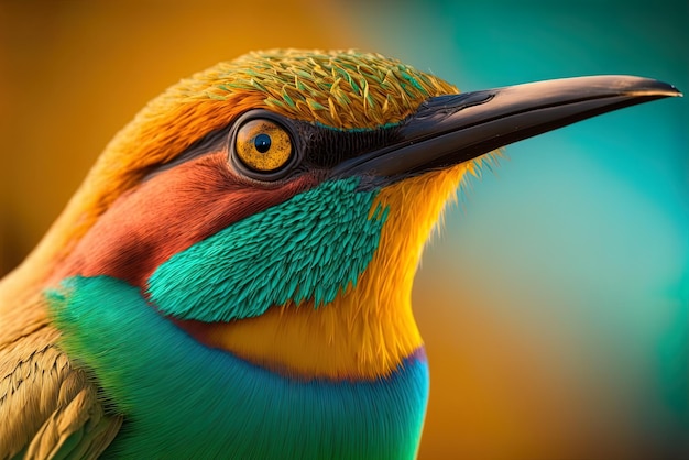 Lovely vertical closeup of a multicolored beeeater