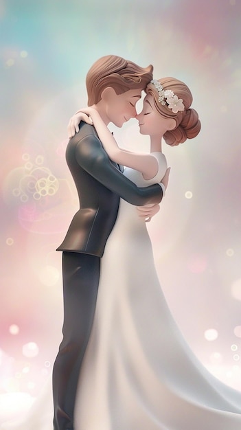 lovely wedding couple illustration for invitation card