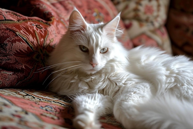 Photo lovely white cat at home