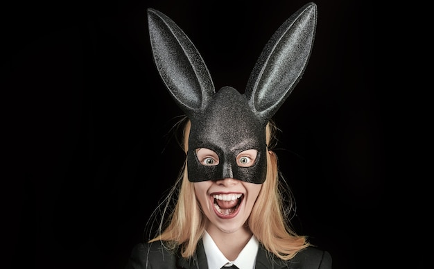 Lovely woman in rabbit costume