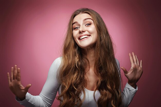 Lovely woman with strong healthy curly hair