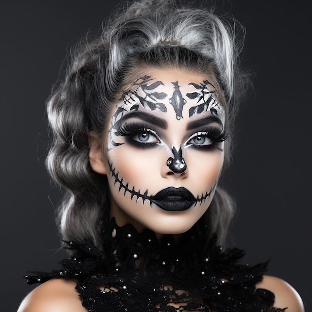 A Lovely Young lady with halloween theme makeup