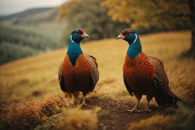 Photo lover couple of peacock in the wild