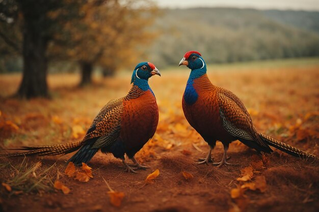 Photo lover couple of peacock in the wild