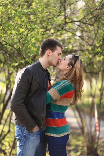 Lovers man and woman in the spring