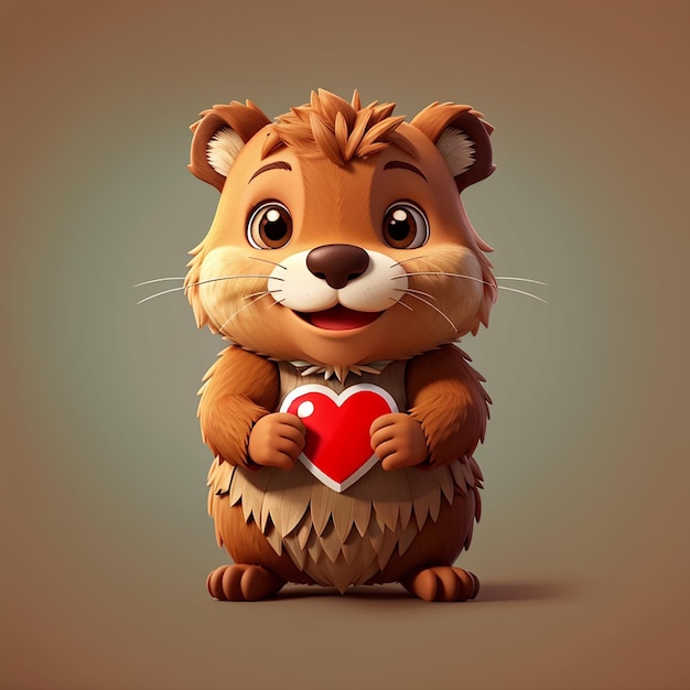 Photo lovestruck beaver cute cartoon vector illustration