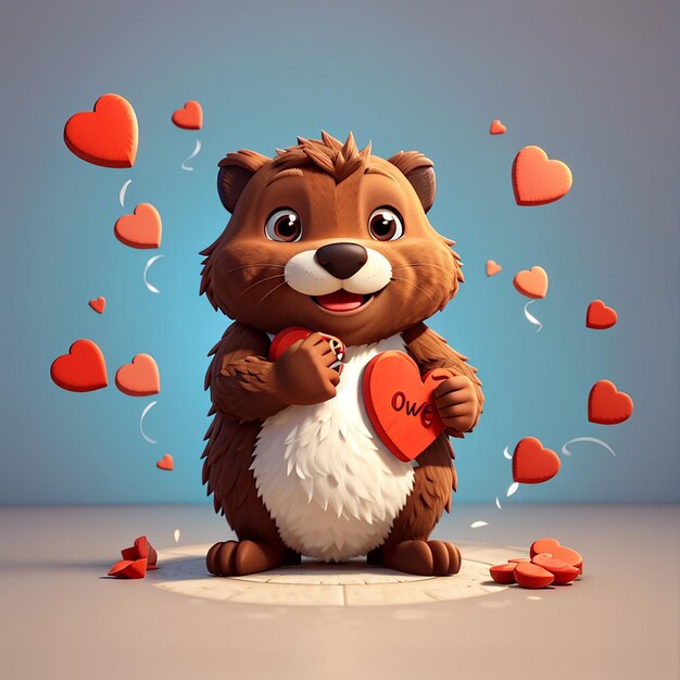 LoveStruck Beaver Cute Cartoon Vector Illustration