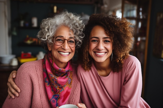 Loving Bond Happy Mother and Grown Millennial with Generative AI